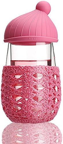 Home Tea Cute 280ml Double Wall Heat-resisting Glass Cup with Silicone Lid+woolen Yarn Cup Cover