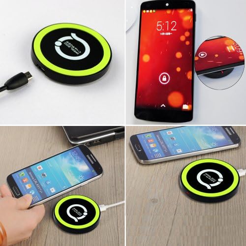 Ollow Hollow Qi Enabled Wireless Charging Pad Station for All Qi Standard Compatible Devices Including Samsung, iPhone, Nokia, Google, Nexus, LG, HTC and Other Smartphones with Receivers (AC Adapter Not Included. Micro USB Cable Included),Black