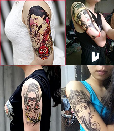 Dalin 4 Sheets Temporary Tattoo, Sexy Lady, Elephant