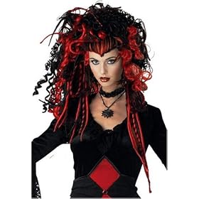 Nightmare Black Widow Black and Red Costume Wig