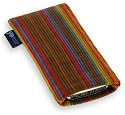 yomix Handytasche TASCHE Design Venla brown Maßanfertigung für APPLE iPhone 3GS 32GB aus gestreiftem Cord-Stoff mit integrierter Display-Reinigungsfunktion durch hochwertiges Microfaserinnenfutter