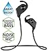 STEREO WIRELESS BLUETOOTH HEADSET-In-Ear Headphones-Loud Bass-Magnetic Power-Noise Cancelling Mic-Sweatproof for Running Gym Sports-iPhone 6s 6 SE plus Galaxy S7 S6 edge Android Phone (Black/Black)