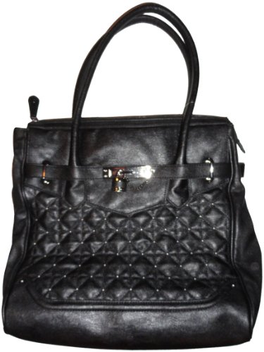 Women's Steve Madden Purse Handbag Tote Quilted Shopper Black