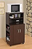 Kitchen Microwave Cart with Spice Rack and Electrical Socket Espresso Finish