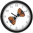 Two Lady Bugs with Spread Wings Kissing (Lady Bug or Lady Bird) - Ladybug - JP Animal Wall Clock by WatchBuddy Timepieces (Slate Blue Frame)