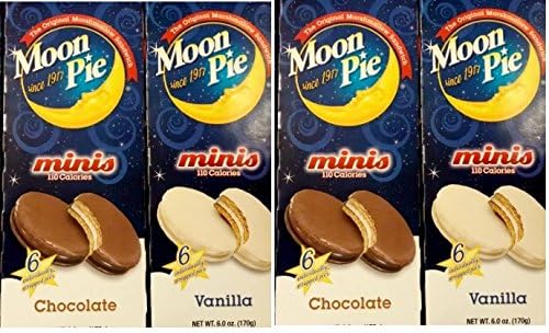 Moon PieMinis 4 Box Combo Pack (2 Chocolate and 2 Vanilla) - 24 Pies total.