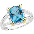 Sterling Silver and 14K Yellow Gold Swiss Blue Topaz Ring