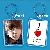 I Love Justin Bieber Acyrlic Lucite Keychain 2" X 1" - American Singer