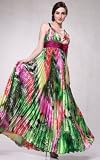 #55952 Print Pleated Satin Occasion Prom Dress