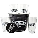 San Antonio Spurs Pint Glasses and Beer Bucket Set | San Antonio Spurs Gift Set