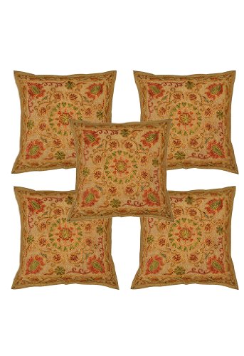 Imagen principal de Trabajos de bordado indio Algodón 5 Piece Set Cojín Tamaño 16 x 16 pulgadas