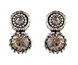 Earrings - E399 - Round Crown Crystal - Post Earring Style ~ Black Diamond (Gray / Grey)