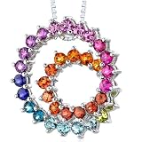 Sterling Silver 5.00 carats total weight Round shape Rainbow Color Double Swirl Pendant Necklace