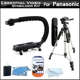 Essential Video Stabilizer Kit For Panasonic HDC-HS80K HD HDD Camcorder Includes Pro X-GRIP Camcorder Action Stabilizing Handle + 57 Full Tripod w/Case + LCD Screen Protectors + 3pc Cleaning KIt + MicroFiber Cloth