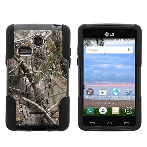 LG Sunrise Case, LG Lucky Case, Full Body Fusion STRIKE Impact Kickstand Case with Exclusive Illustrations for LG Sunrise L15G, LG Lucky L16C (Straight Talk, TracFone, Net10) from MINITURTLE | Includes Clear Screen Protector and Stylus Pen - Tree Bark Hunter Camouflage