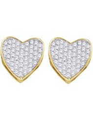 10K Yellow Gold 0.33CT Round Cut Diamond Heart Earrings