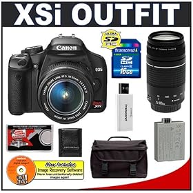 Canon Digital Rebel XSI 12MP Digital SLR Camera (Black) + Canon 18-55mm IS Lens + Canon... by Canon