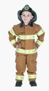 Jr Fire Fighter Suit (Tan) w/ Helmet Child Costume Size 8-10 (DFFT-810)(DA3)