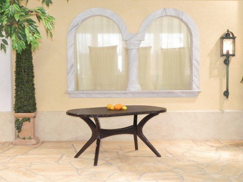 Steiner LYON Gartentisch Boulevardtisch 150 x 90cm oval wetterfest Braun Reviews