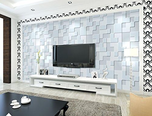 Liliany Concise Design Mosaic 3D Home TV Background Wallpaper Roll Room Wall Decoration 20.8" x 393.7" (Gray Blue)
