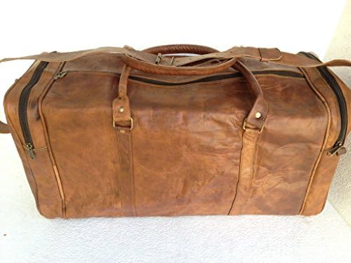 21" Men's Genuine Leather Duffle Gym Large Travel Weekend Sports Luggage Bag