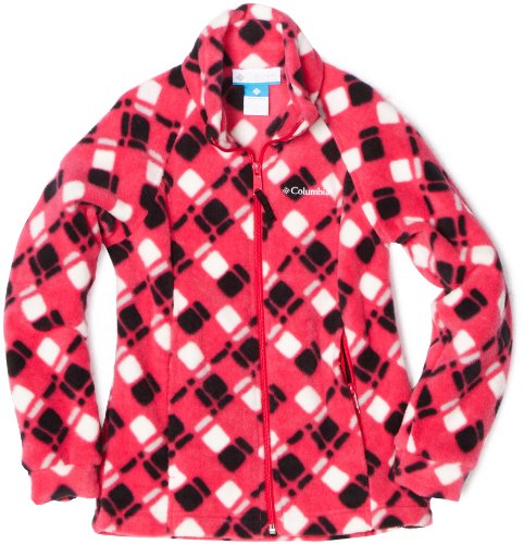 Columbia Girls 7-16 Benton Springs Printed Fleece Hoodie, Bright Rose Fleece Geo Print, 10/12