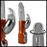 Rabbit Vibrator with Rotating and Vibrating Head Orange