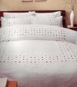 Double Bed Embroidered Duvet Cover Set - Mosaic - Ivory