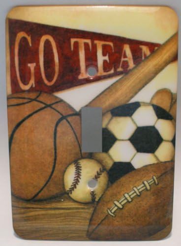 All Sports Basketball Football Soccer Baseball Single Swtichplate Metal