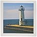 3dRose qs_91198_5 Passing Manistee North Pierhead Lighthouse - US23 JRE0000 - Joe Restuccia III - Quilt Square, 14 by 14-Inch