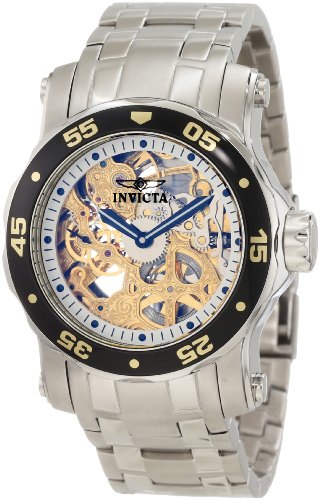 Invicta Mens 10304 Pro Diver Mechanical Gold Tone Skeleton Dial Watch
