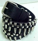 Black Leather Bullet Belt Punk Goth Glam Biker Bullets