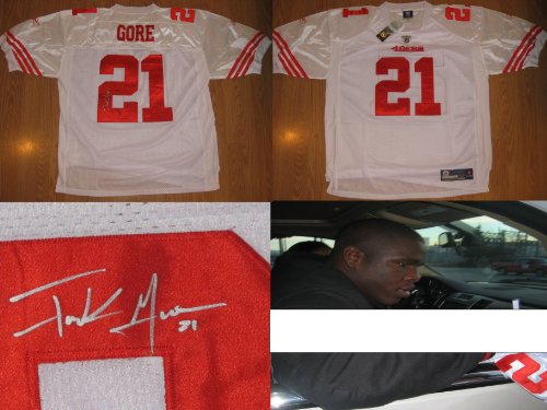 FRANK GORE,SF,SAN FRANCISCO,49ERS,NINERS,MIAMI HURRICANES,SIGNED NFL AUTHENTIC JERSEY WITH PROOF OF FRANK SIGNING THE JERSEY + COA
