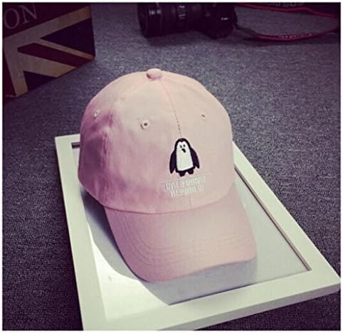 simple embroidery penguin baseball hat travel cute curved eaves anti social club Color:Pink