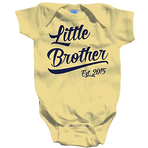 Shirts By Sarah Baby Boy's Little Brother Est. 2015 Onesie Bodysuit