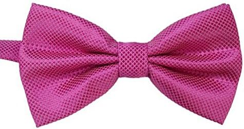 PurFits Mens Bow Ties Mixed Solid Assorted Colors Lattice Pattern Pre-Tied Adjustable Neck Tie Bowties (Pink)