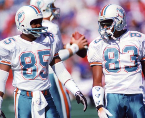 MARK CLAYTON & MARK DUPER MIAMI DOLPHINS 8X10 SPORTS ACTION PHOTO (A)