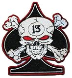 Skull And & Crossbones 13th of Spade Embroidered iron on Biker Patch BIG
