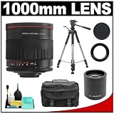 Vivitar 500mm f/6.3 Series 1 Multi-Coated Mirror Lens with 2x Teleconverter (=1000mm) + Tripod + Case + Accessory Kit for Sony Alpha DSLR A100, A200, A230, A300, A330, A350, A380, A500, A550, A700, A850 & A900 Digital SLR Cameras