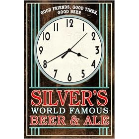 Retro style SILVER'S Beer & Ale wall clock USA
