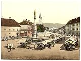 Agram, Capital Palace, with Maria Statue, by Fernkorn, Croatia, Austro-Hungary wall sized print (photochrom) photochrome , 14x18