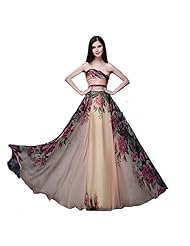 Sexy Chiffon General Print Floor Length Off the Shoulder Sleeveless Backless 2015 Evening Dress/Wedding Party Dress 