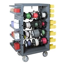 Durham 14 Gauge Steel Rod Mobile Wire Spool Rack with 1-1/2" Lip On, Gray, 1200 lbs Load Capacity, 46" Height, 26" Width