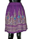 IMAGE OF Boho Gypsy Crinkle Mini Skirts Purple Dcrapechic Sequin Floral Motifs 21