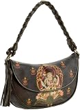 Icon Peacock Buddha Fire Shoulder Bag,Olive Green,one size