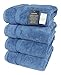 SALBAKOS 100% Turkish Cotton Bath Towel Set of 4 27x54 inch | Heirloom Quality | Hotel & Spa Collection | Ultra Soft, Super Absorbent, Long Lasting Bath Towels | Made in Turkey (Blue, 4 Bath Towels)