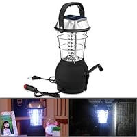 3 Way Power 36 LED Hand Crank Solar Rechargeable Camp Camping Lantern Lamp Light Set with Hanger Hook Ac Adapter for Outdoor Hiking Sporting