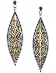 STARHAVEN Sterling Silver & 18k Yellow Gold Garnet Leaf Earrings
