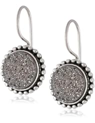 Sajen Sterling Silver Polished 10mm Flat Platinum Drusy Drop Earrings