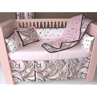Bacati - Retro Flowers Blush (Pink/Brown) 5 Pc. Crib Bedding
